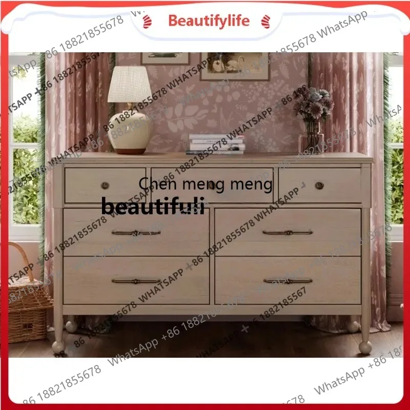 Solid wood seven-bucket locker, living room dining side storage, bedroom bedside cabinet