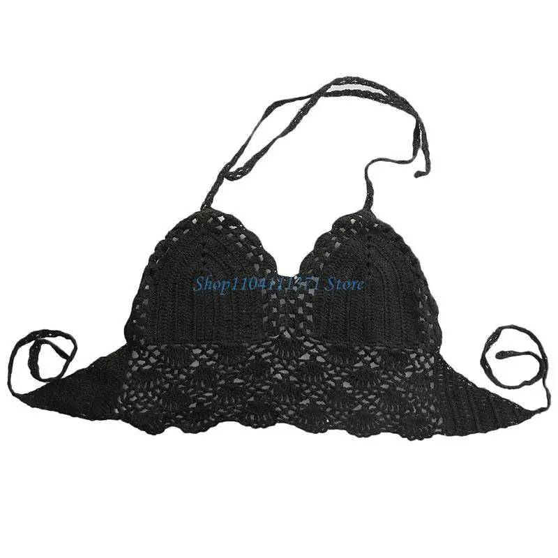 P9FC Women Sexy Handmade Swimwear Crochet Beach Swimsuit Cover Up Knitted Tops