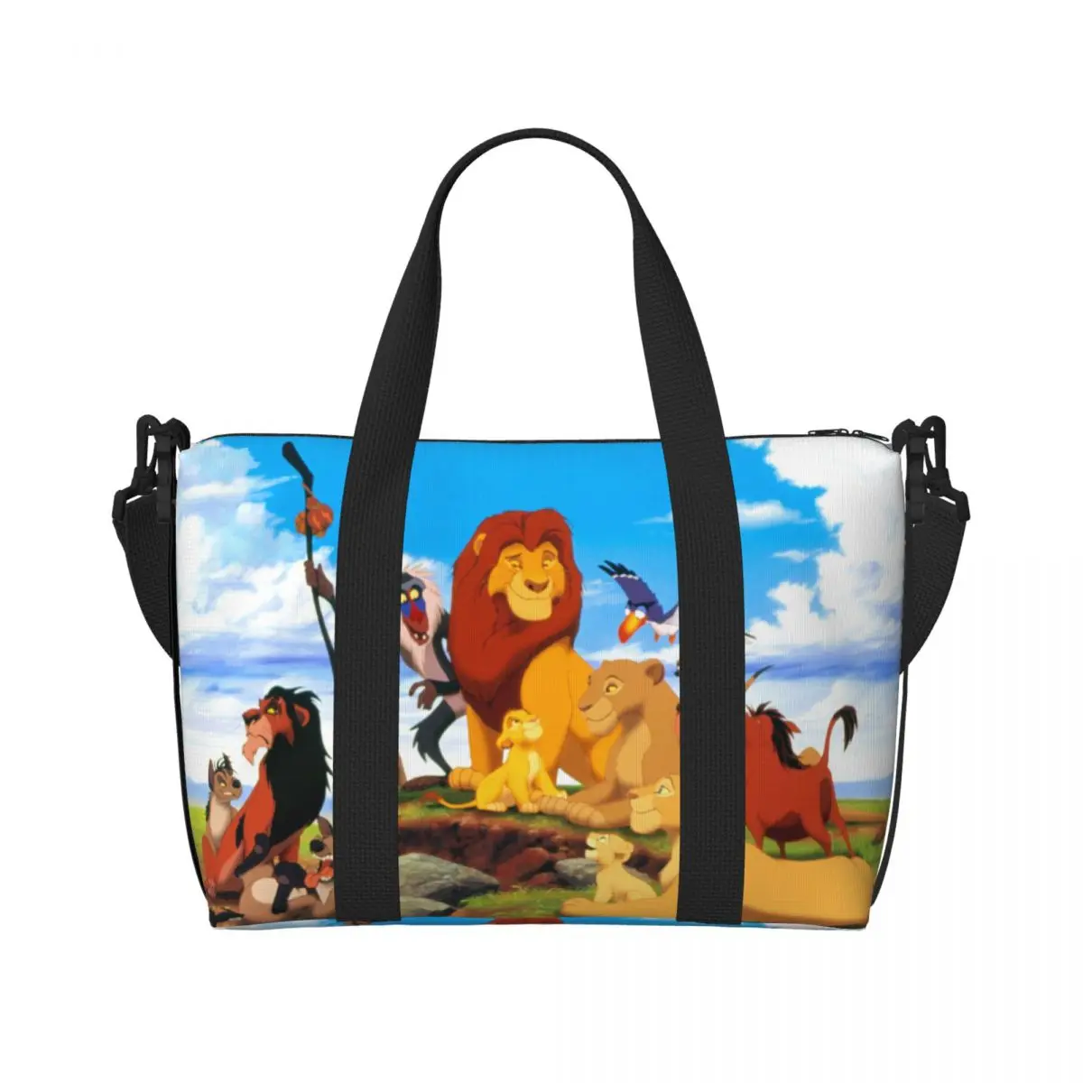 Custom King Lion Beach Tote Bag Women Hakuna Matata Large Compartment Gym Beach Travel Bags