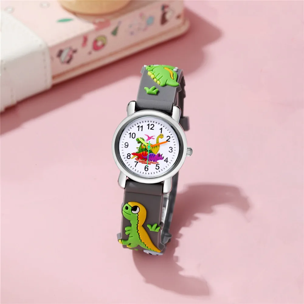 Cartoon Dinosaurs Children Watch For Boys 3D  Animals Patterns silicone Wristwatch For Student Kids
