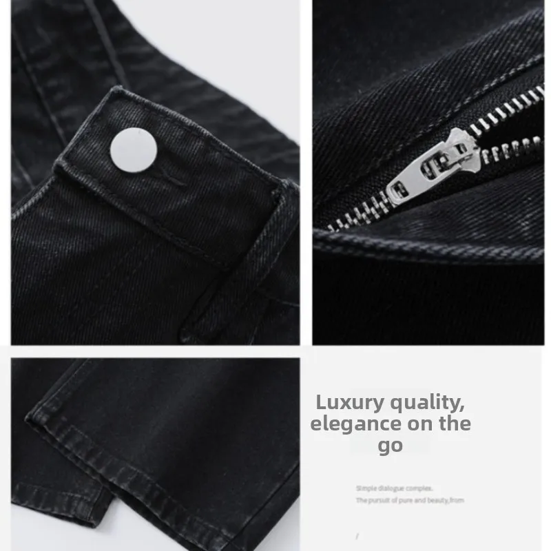 2026 Spring Autumn  New Flat Waist Waist American High Street Jeans Bootcut Men's vintage whiskering jeans Retro Trousers Men