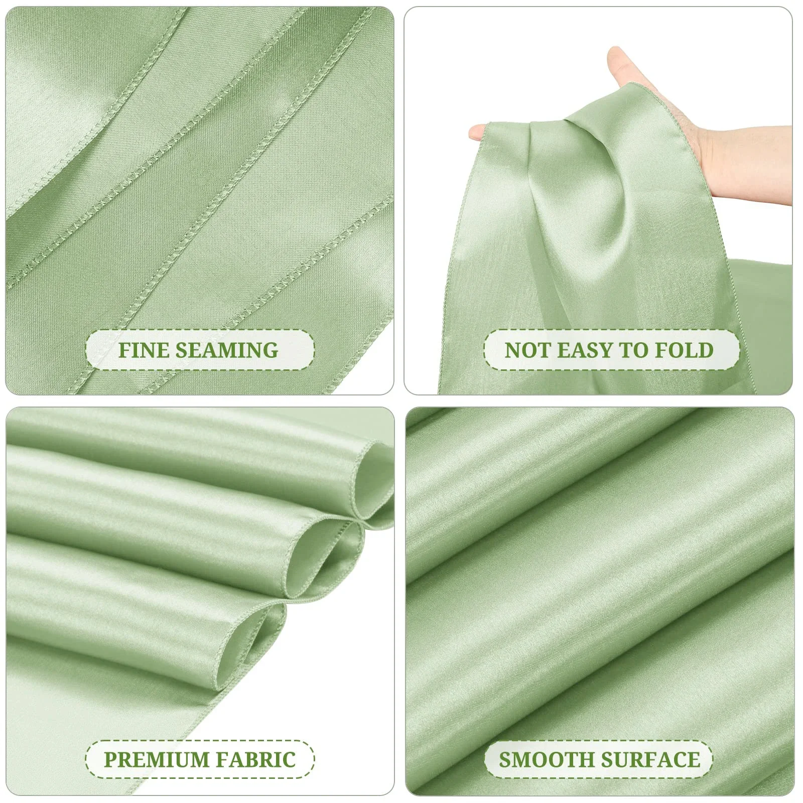 2-10PCS Wedding Satin Table Runner Sage Green 30x275cm Long Party Supply Christmas Home Dining Banquets Luxury Table Decoration