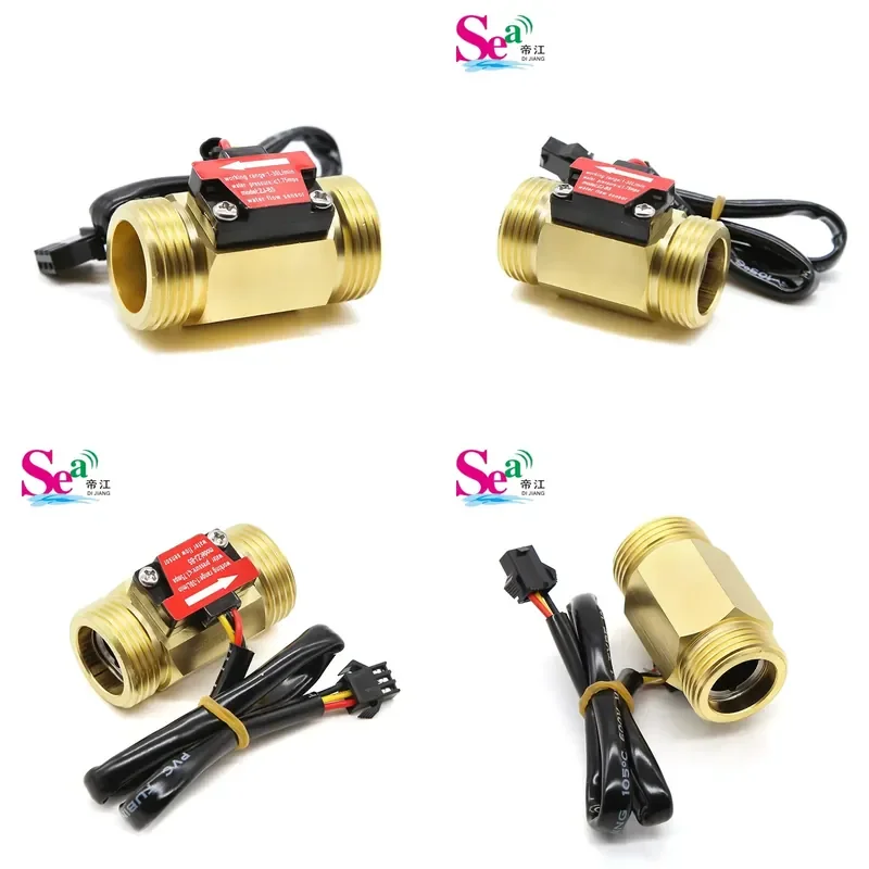 SEA Dijiang B5 Hall Effect Turbine Flow Sensor Brass G3/4 Male Thread 1-30L/Min Water Flowmeter for Washing Heater Machine
