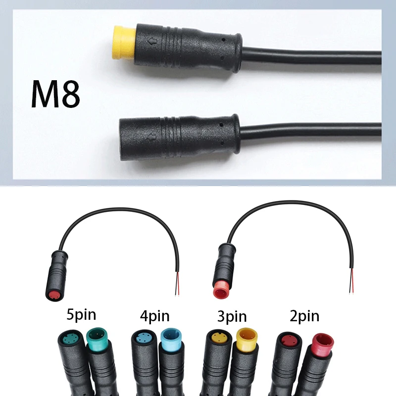M8 Julet Sensor Male Female Ebike Display Cable Connector Electric Bicycle Butt Joint Plug 25cm Wire