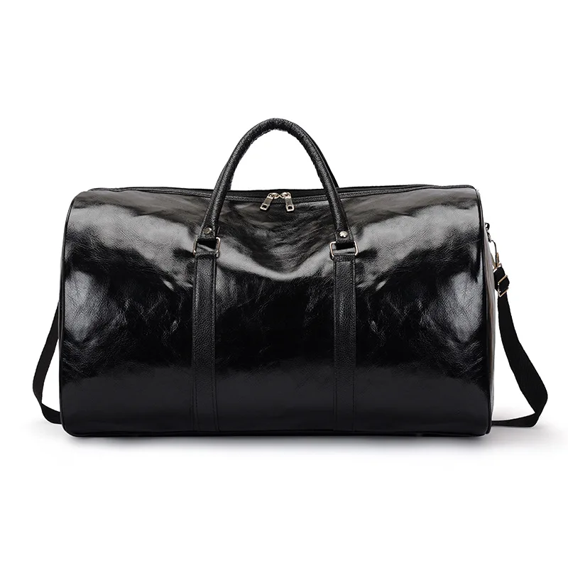 Vintage Leather Men Women Travel Duffel Bag Carry on Luggage Bag Lagre Capacity Male Shoulder Bag Weekend Gym Fitness Bag