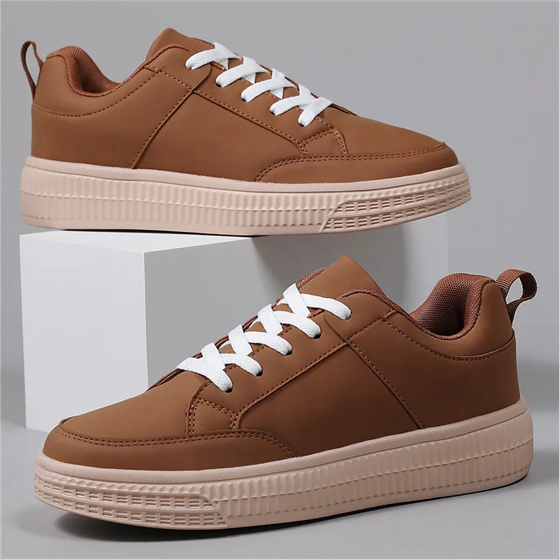 

Hot Selling Fashion Brown Shoes for Men Women Breathable Low Men's Flat Shoes Lace-up Casual Shoes Men Footwear Zapatos Hombre