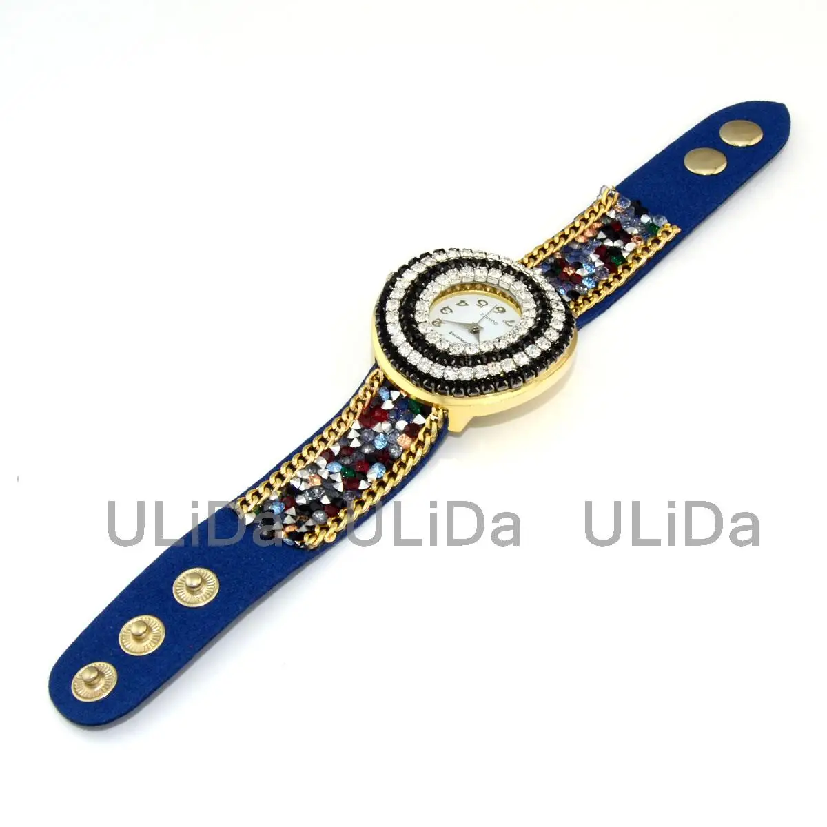 Retro Curved Crystal Dial Fashion Women Dress Watch Numerals Snap Fastener Bracelet Ladies Wrist Watches