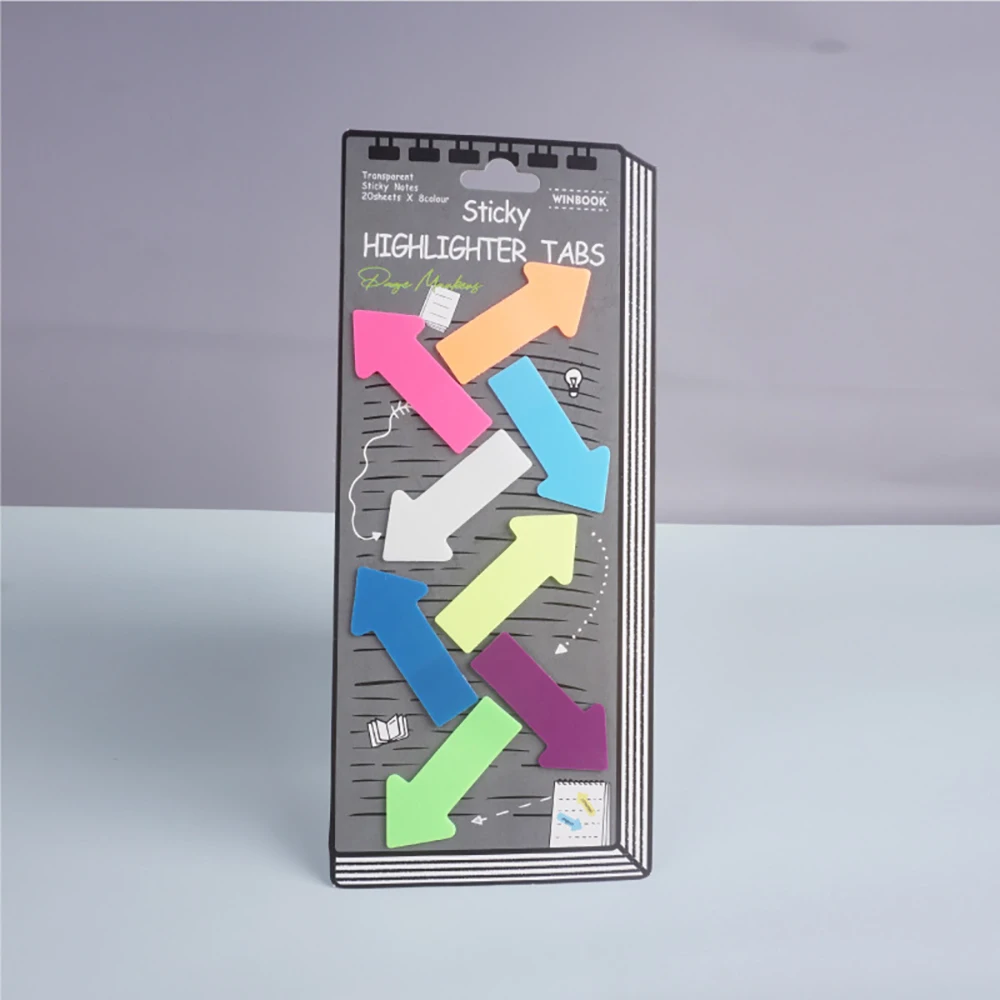 شريط لاصق شفاف ملون، شريط PET مقاوم للماء، شريط مؤشر سهم المكتب، شريط شريطي ملون