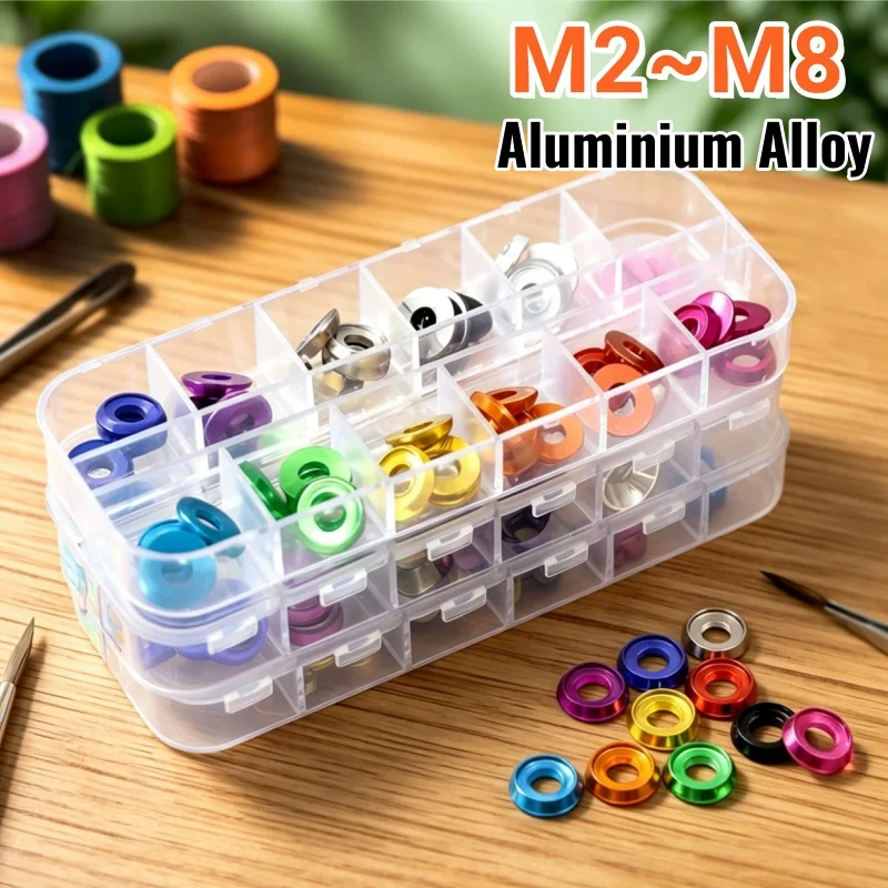 10/5/3pcs M2 M2.5 M3 M4 M5 M6 Colourful Aluminum Cup Head Gasket Washer Countersunk Umbrella Head Washer Gasket