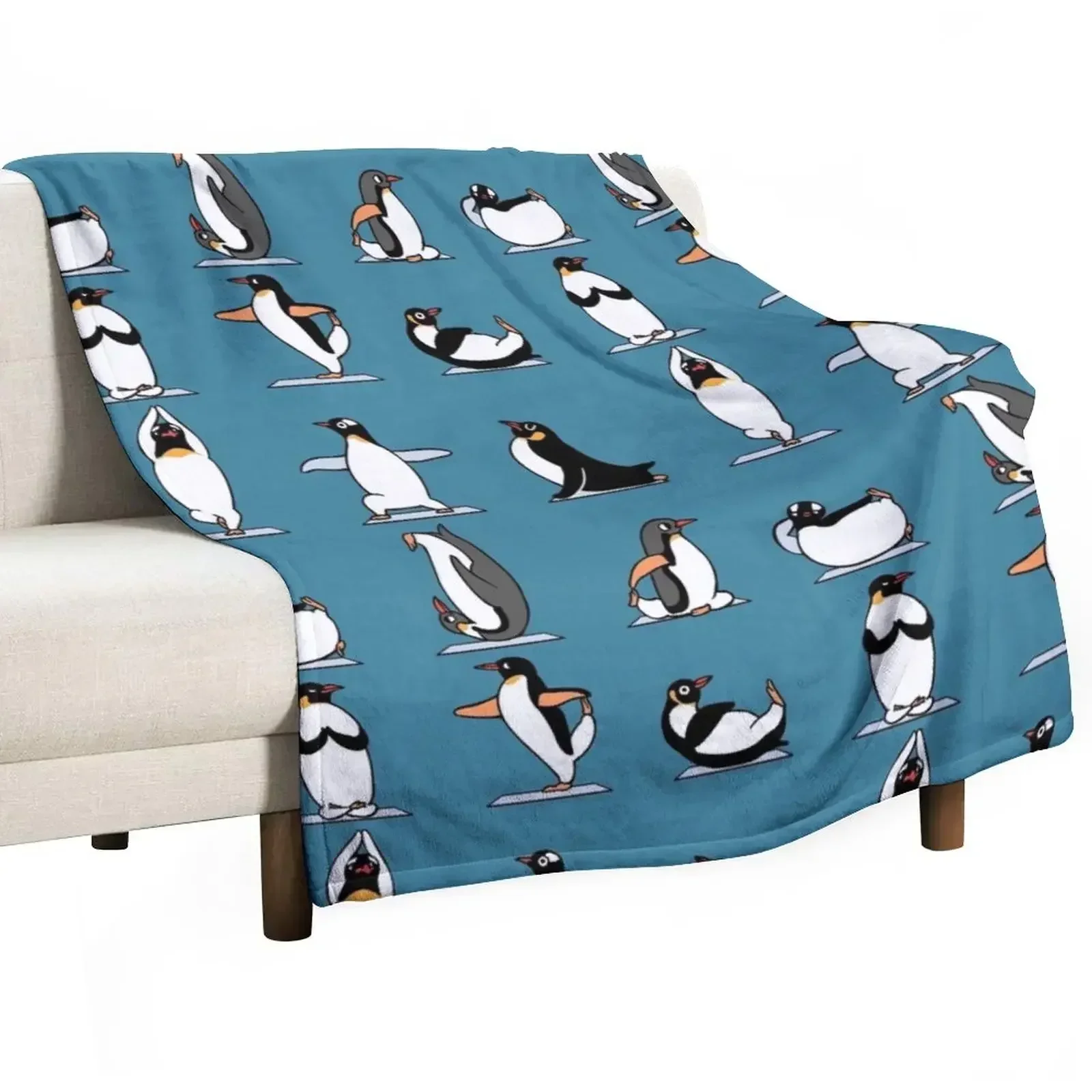 

Penguin Yoga Throw Blanket Retros Single Luxury Brand Blankets