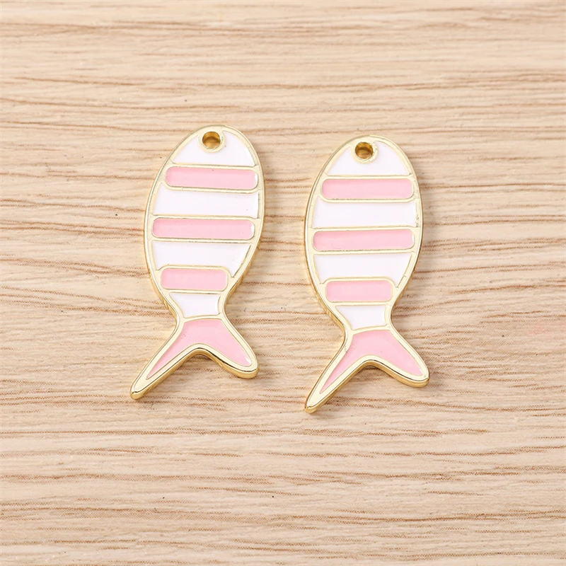 5 Stück 12x26mm Niedliche Bunte Emaille-Fisch-Anhänger für die Herstellung von Ohrhängern, Halsketten, Armbändern, DIY-Handwerk und Schmuckzubehör – Detail 8