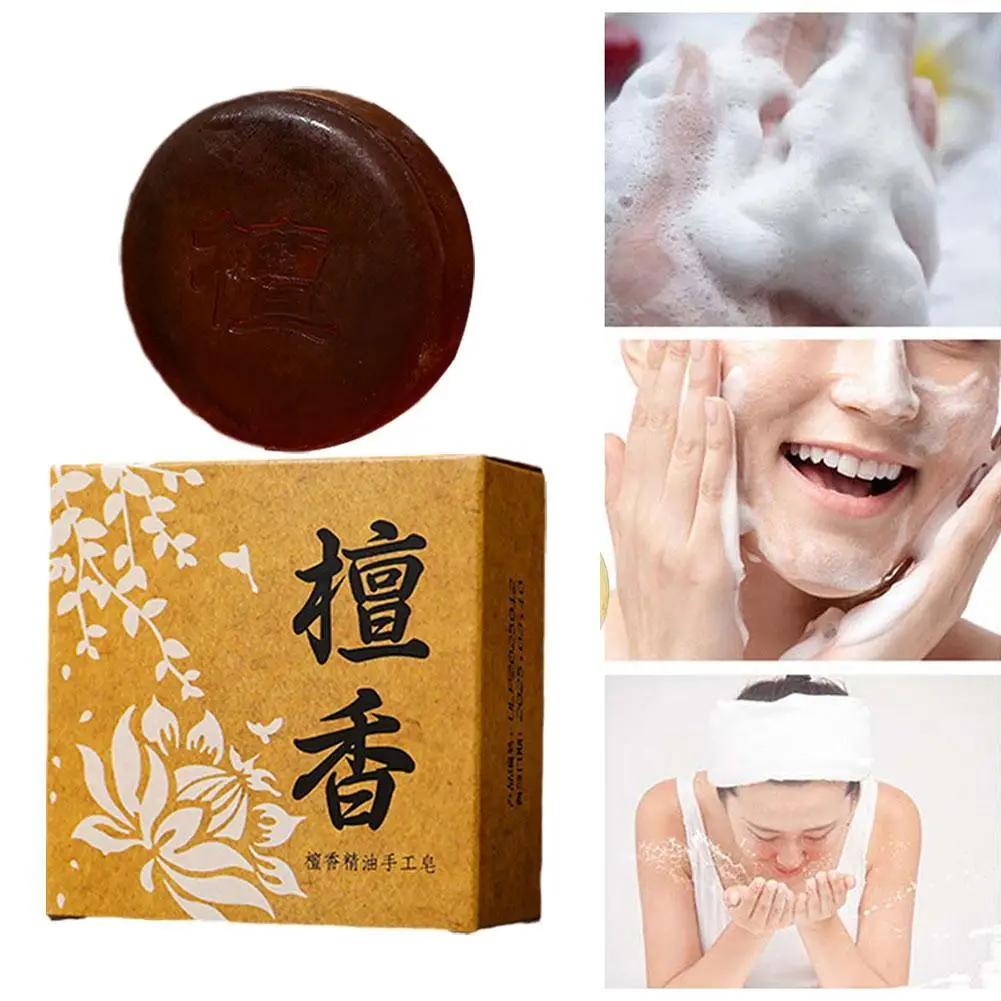 80/100g Sandalwood Handmade Soap Face Wash Removal Acne Treatment Oil Control Moisturizing Whitening Soap Face Care