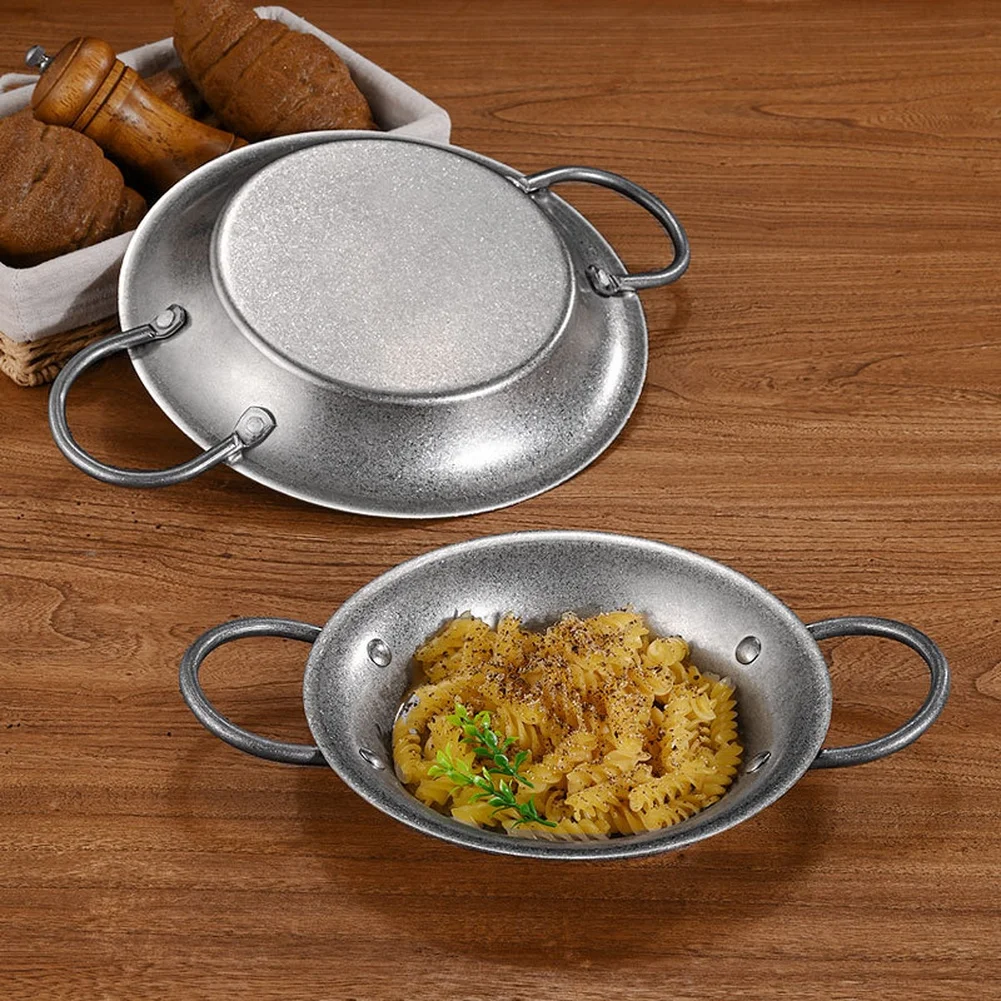 Paellera de Acero Inoxidable con Asas Dobles para Uso Doméstico y Comercial, 20, 22, 24, 26, 28 cm, Apta para Lavavajillas, Olla para Pasta