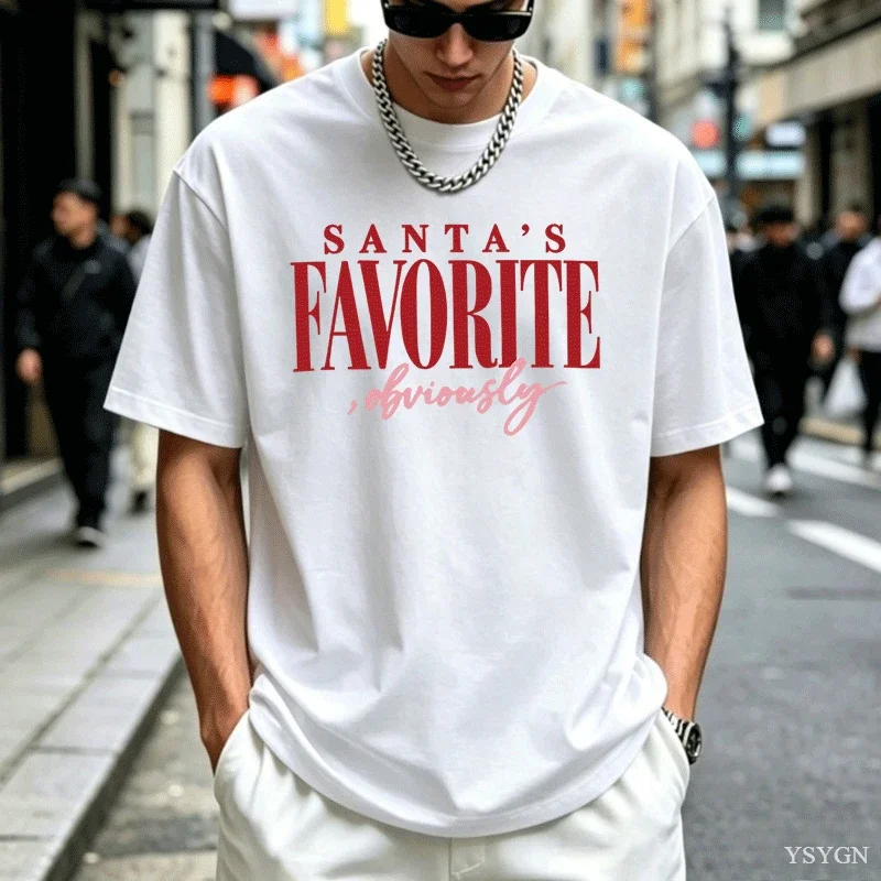 Santa's Favorite Obviously Sweatshirt Christmas Design Trendy Holiday Sweatshirts Men Harajuku Pullover Long Sleeve Hoodies Y2k