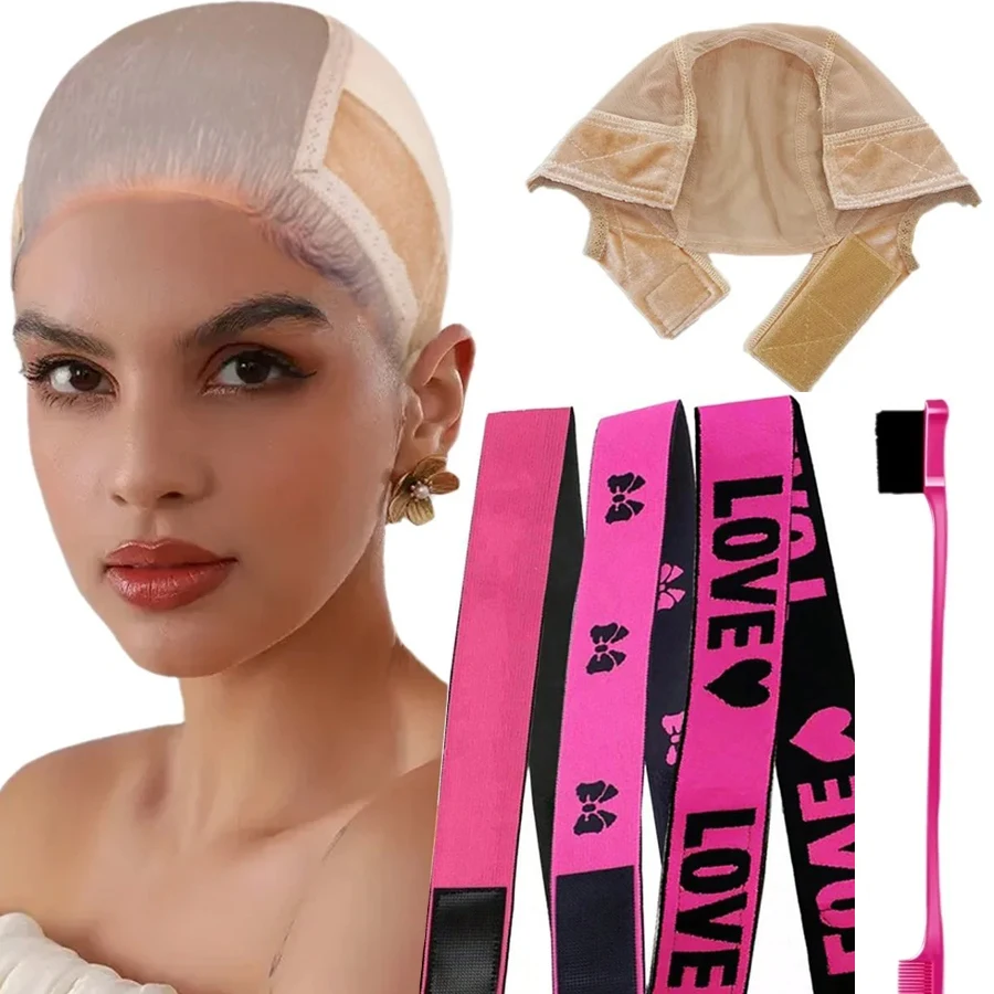 

Non-Slip Wig Cap with Grip Band Transparent Lace Front for Lace Wigs - Brown/Black/Nude Full-Cap Wide Band Glueless Wig Support