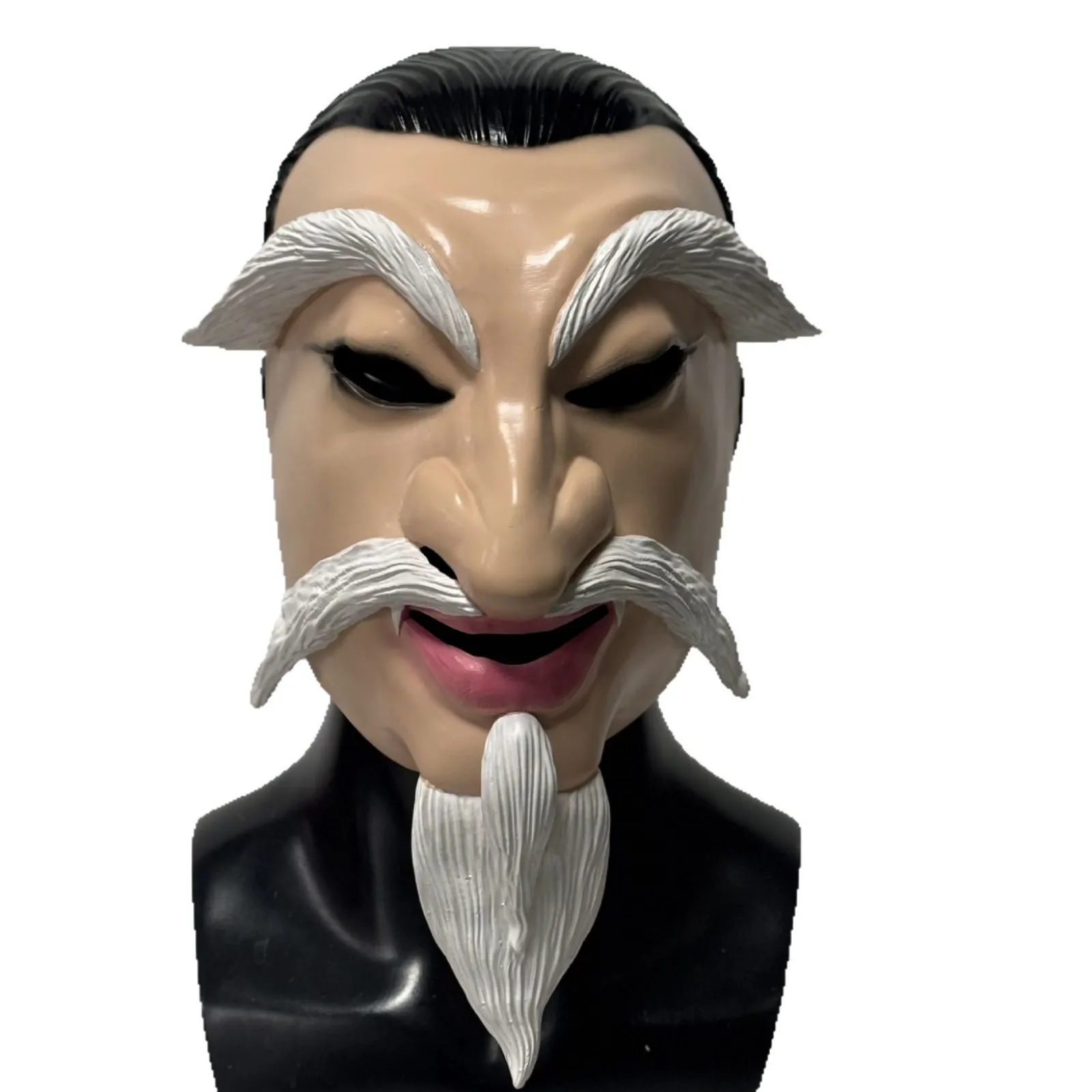 Latex-Maske eines alten Mannes mit weißem Bart und Augenbrauen, realistische menschliche Maske für Erwachsene, Halloween-Maskerade, Karneval, Cosplay-Kostüm-Requisite – Detail 5