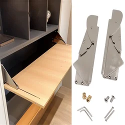 Downward flipping cabinet door support 80kg stainless steel bracket  desk flip table top connection  pull-down hinge