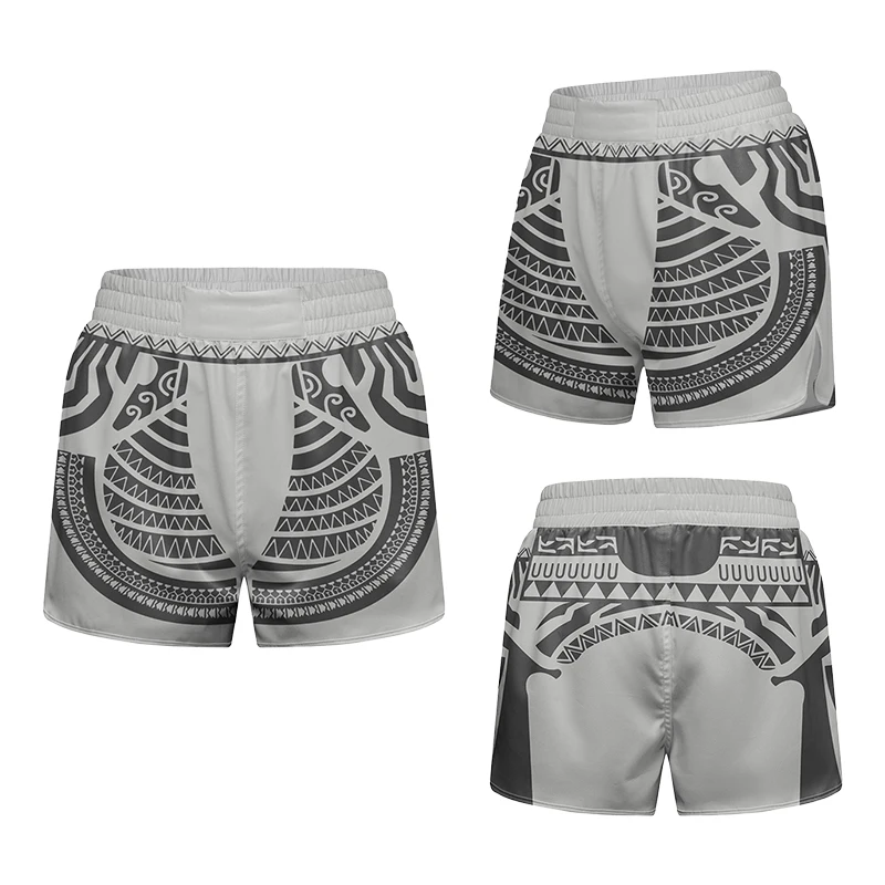 Bezpośrednio od producenta Cody Lundin Wygodne, cyfrowo drukowane męskie spodenki MMA Szare z elastyczną gumką w pasie Spodenki do jujutsu, boksu i fitnessu