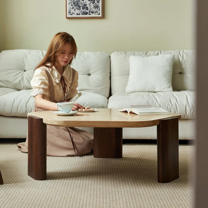 

Nordic Retro Style Tea Table Solid Wood Living Room Home round