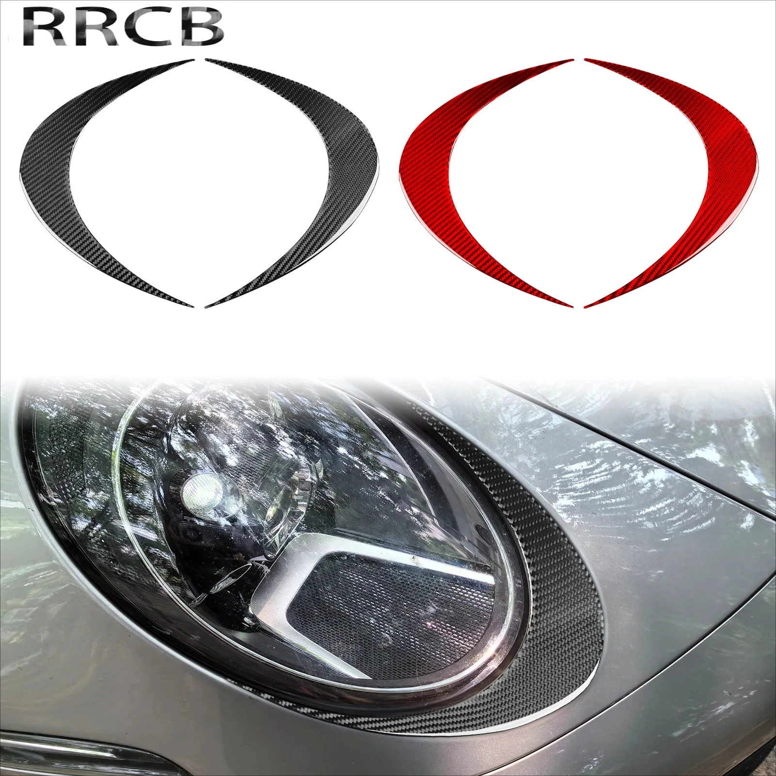 

For Porsche 992 911 2019-2024 Carbon Fiber Exterior Headlight Lamp Brow Trim Car Interior Soft Cover Tuning Stickers Accessories