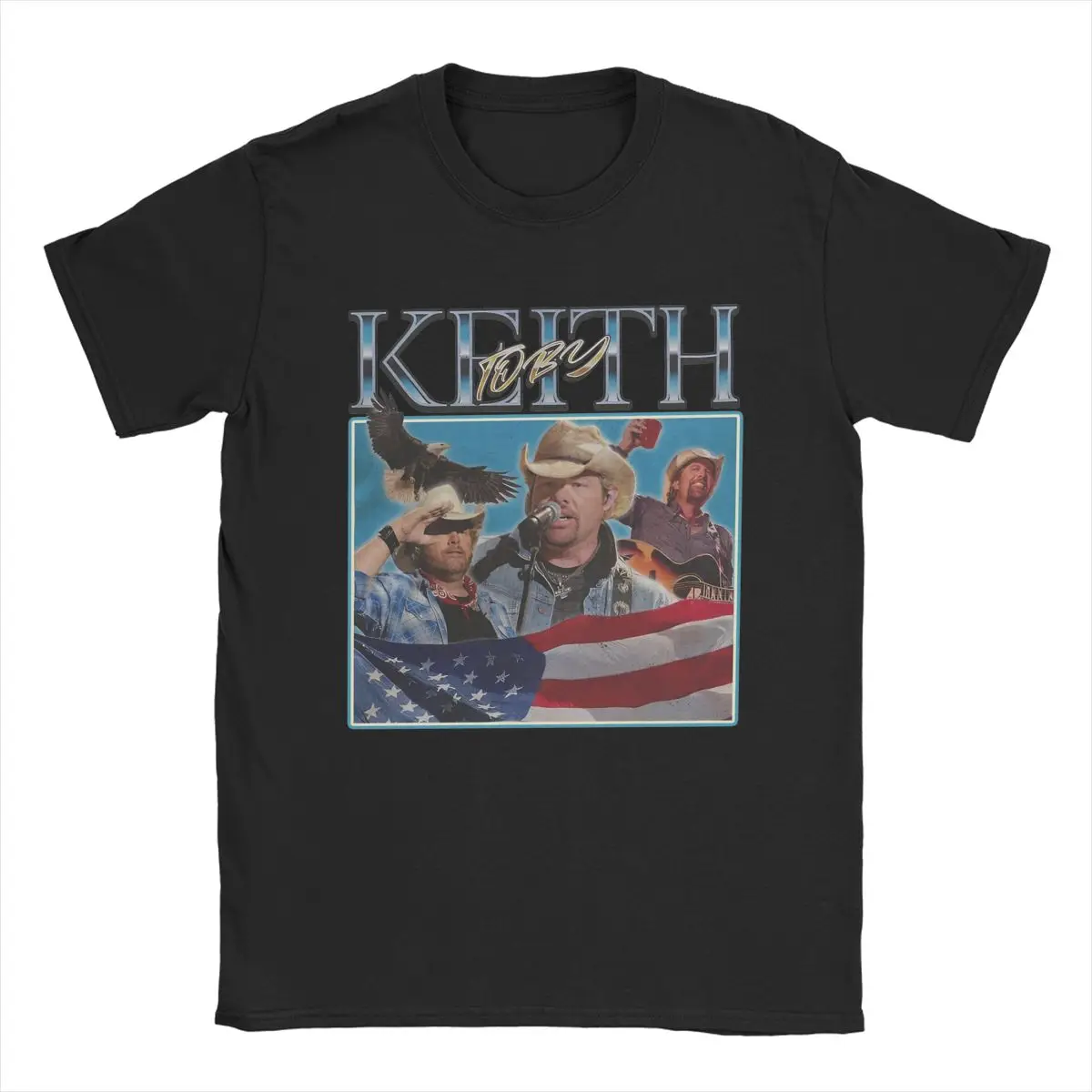 Toby Keith 90s Men's T Shirts American Singer Vintage Tees Short Sleeve Crew Neck T-Shirts Cotton Big Size Clothing