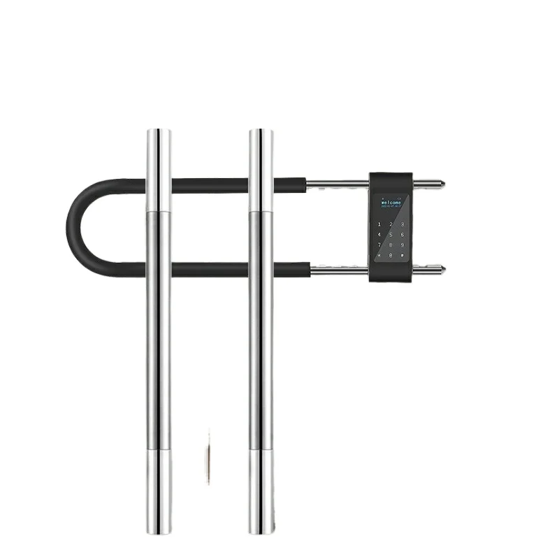 U Shape Smart Lock for Glass Double Doors with Fingerprint Password and Remote Mobile App Control for Shop Store Entrance