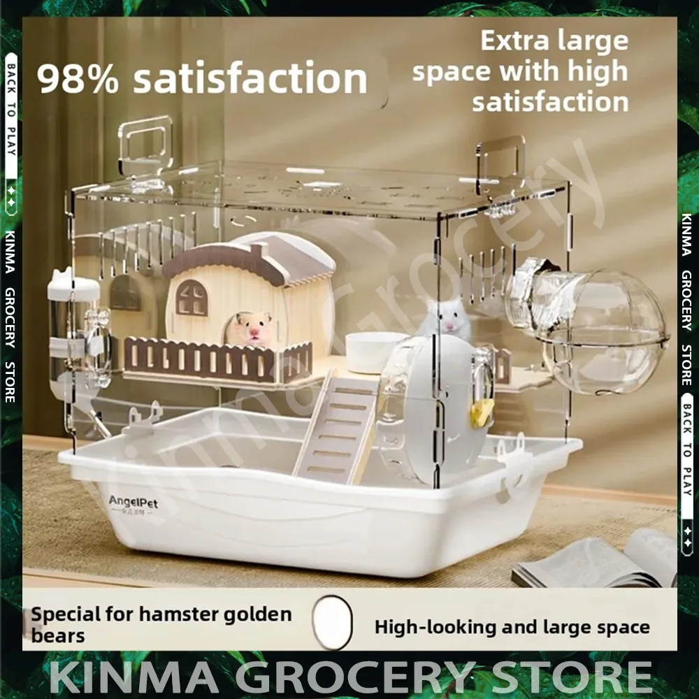 In Stock Acrylic Hamster Cage Transparent Double-Layer Habitat Villa for Syrian Hamsters, Ideal Starter Home for Winter rabbit