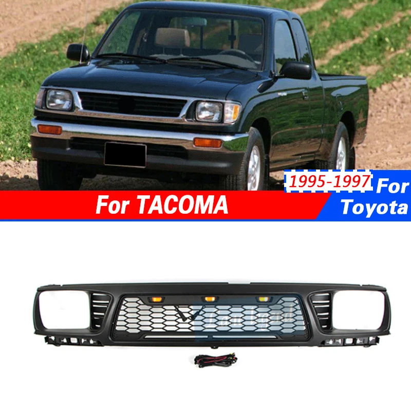 Grill TRD Style front bumper modification accessories decoration Racing grill with LED lights For Toyota TACOMA 1995 1996 1997