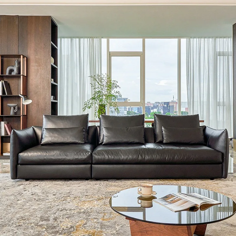 Office sofa simple modern business reception casual retro office leather sofa combination three people