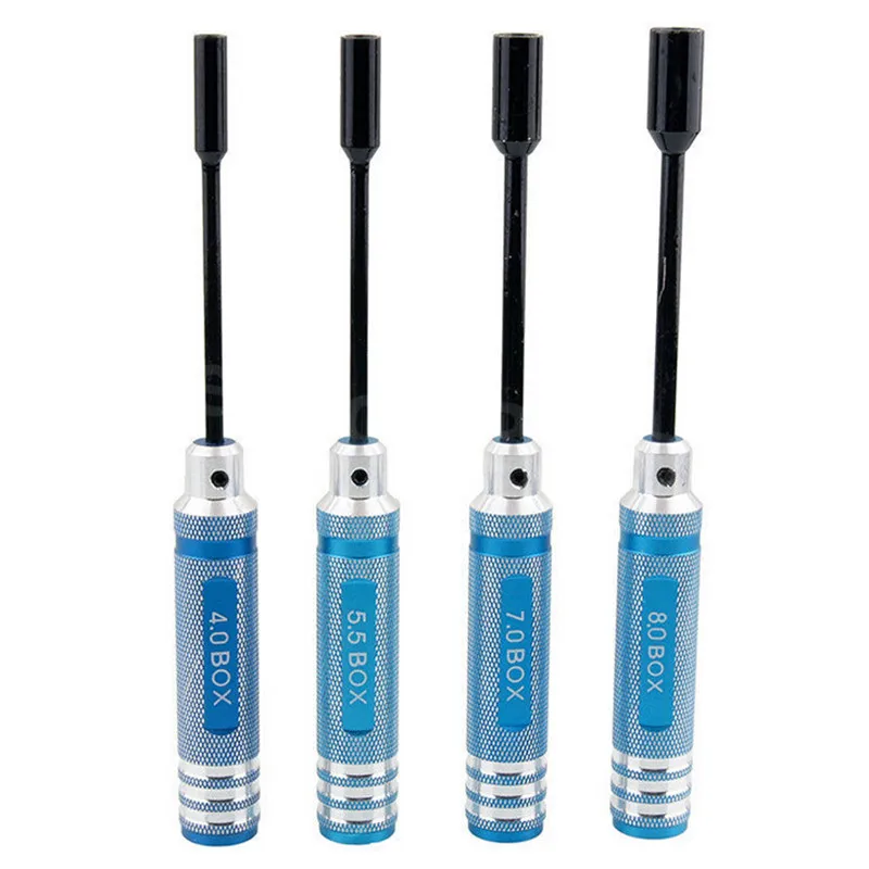 4Pcs Metal Hex NUT Key Socket Screw Driver Wrench 4.0mm 5.5mm 7.0mm 8.0mm 80213 Tool Kit Buggy Truck Truggy RC Car