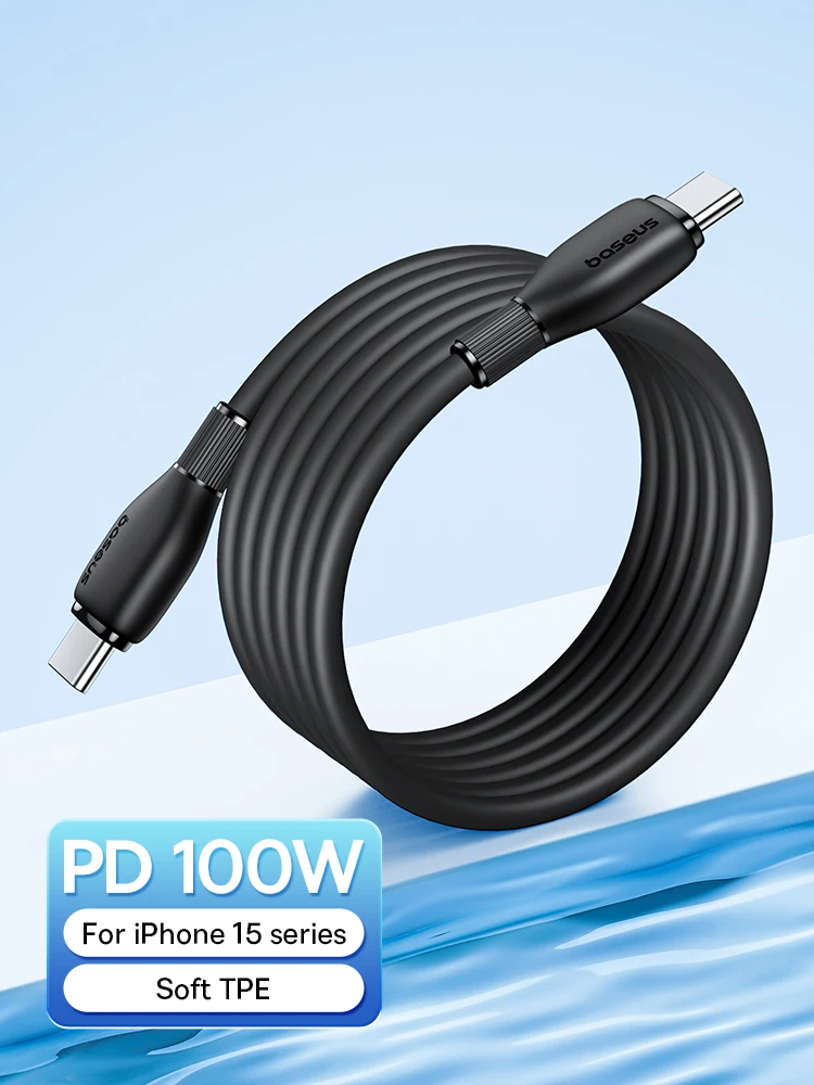 Baseus PD 100W USB-C naar USB Type-C kabel met slimme E-marker, snellaadkabel voor iPhone 16, 15 en Type-C kabel voor Xiaomi - afbeelding 2