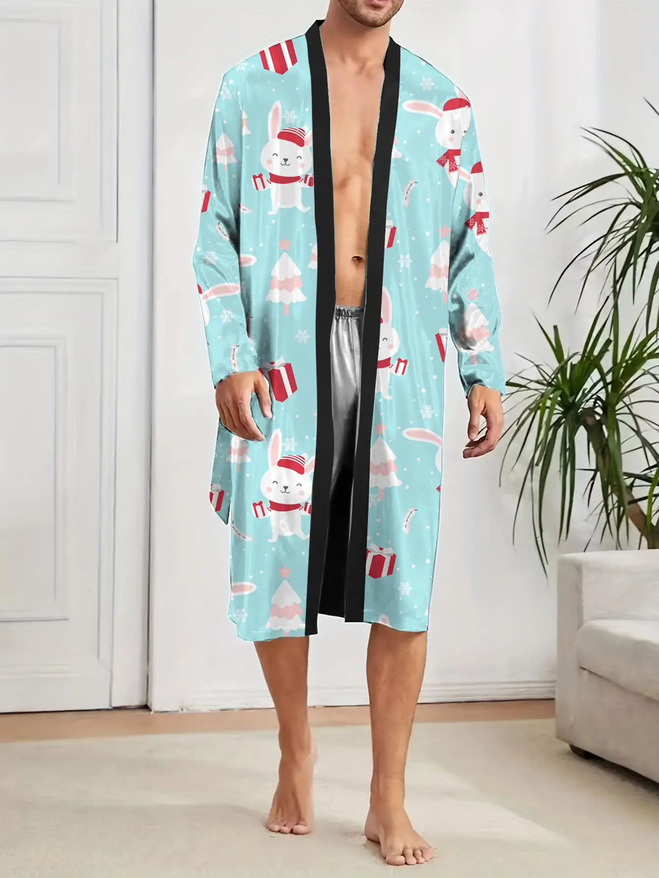 1pcs Men's Robes 2026 Spring/Summer 3D Printed bath robe dressing gown robe Funny pajamas Graphic Breathable Sleepwear