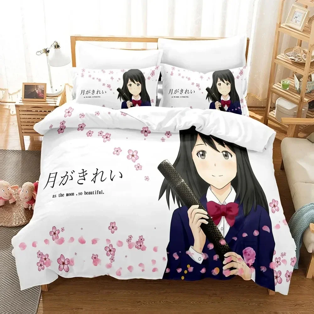 

3d Anime As the moon, so beautiful Bedding Set Duvet Cover Bed Set Quilt Cover Pillowcase,King Queen Twin Size Boys Girls Adults
