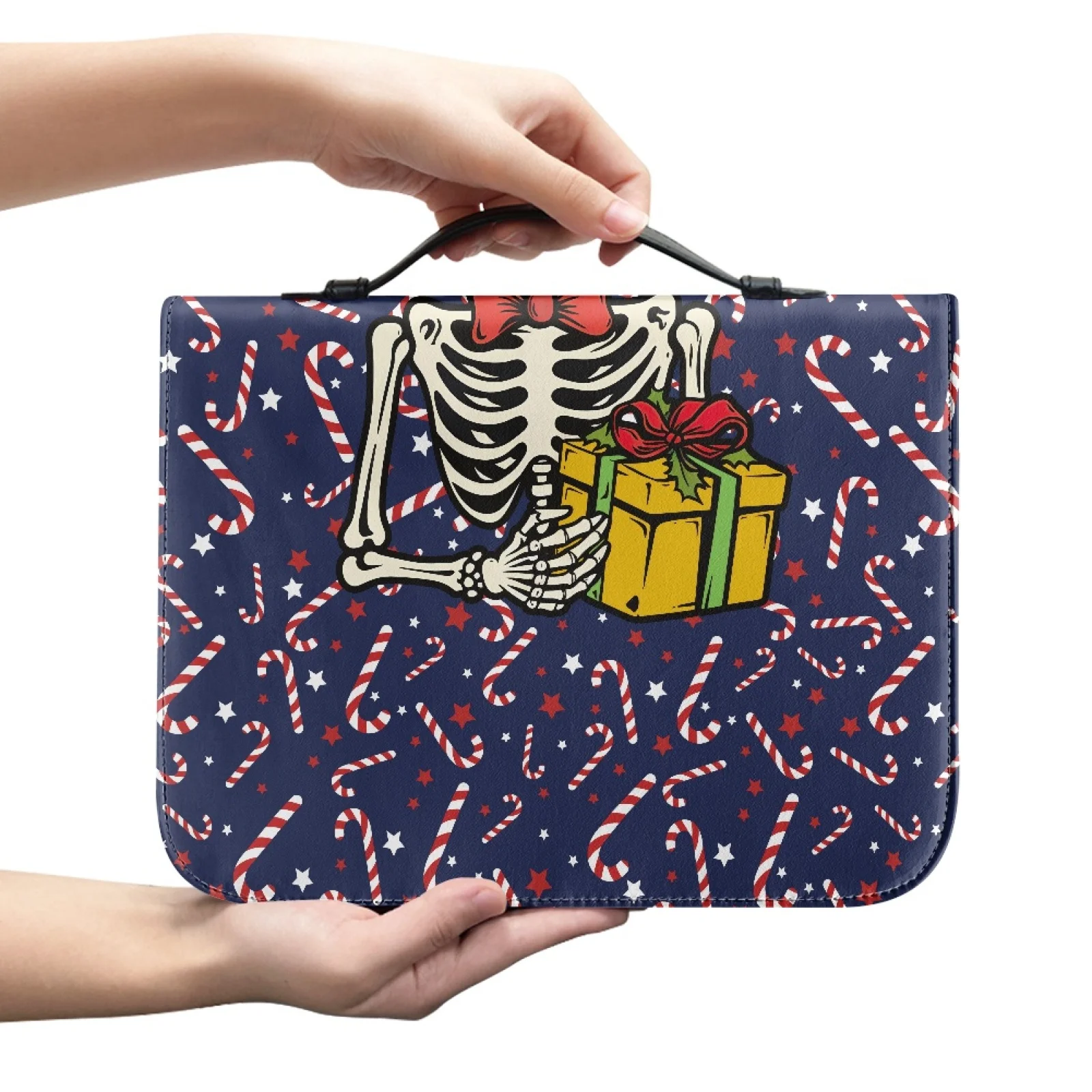 PENSTROLL Christmas Candy Cane Design Bible Hand Bag PU Leather Top Handle Bible Cover for Prayer Fashion 2026