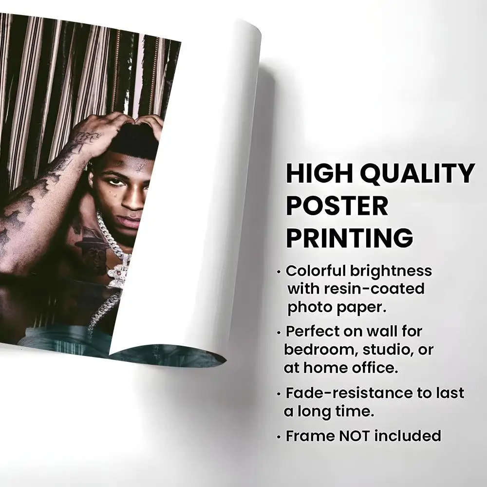 ملصق YoungBoy Never Broke Again عالي الدقة ذاتي اللصق مقاوم للماء مثالي لغرفة النوم والمكتب المنزلي هدية رائعة