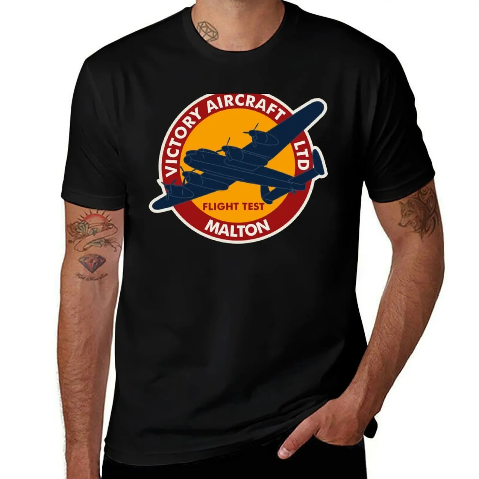 Victory Aircraft Flight Test - Lancaster T-Shirt Basic Casual Short Sleeve Cotton Shirt T-Shirt