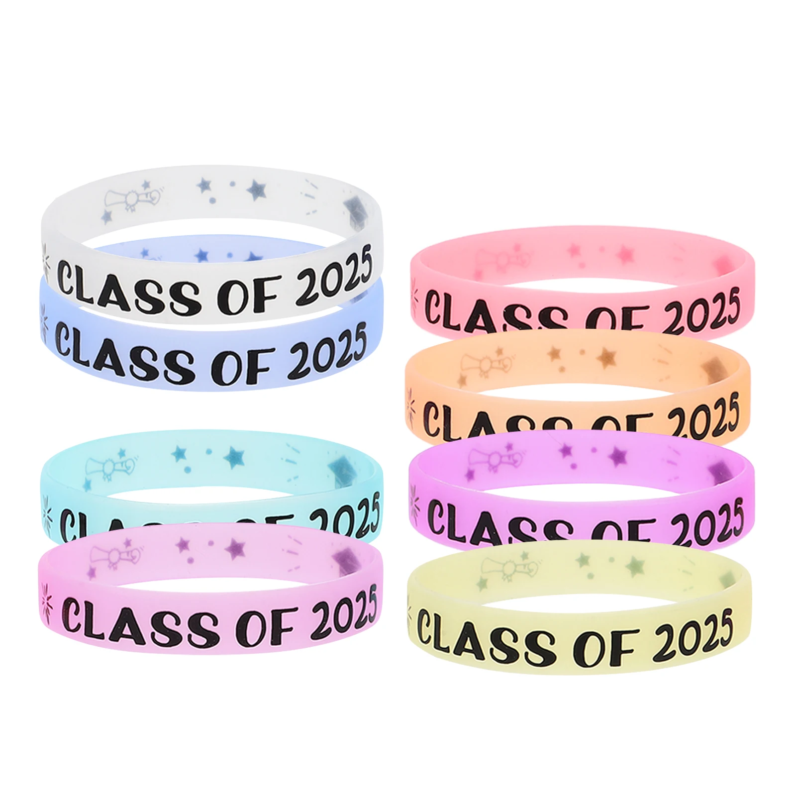 

8pcs Graduation Wristbands Silicone Student Bracelets Ceremony Party Supplies Class of 2025 Milestone Recognition Accessories