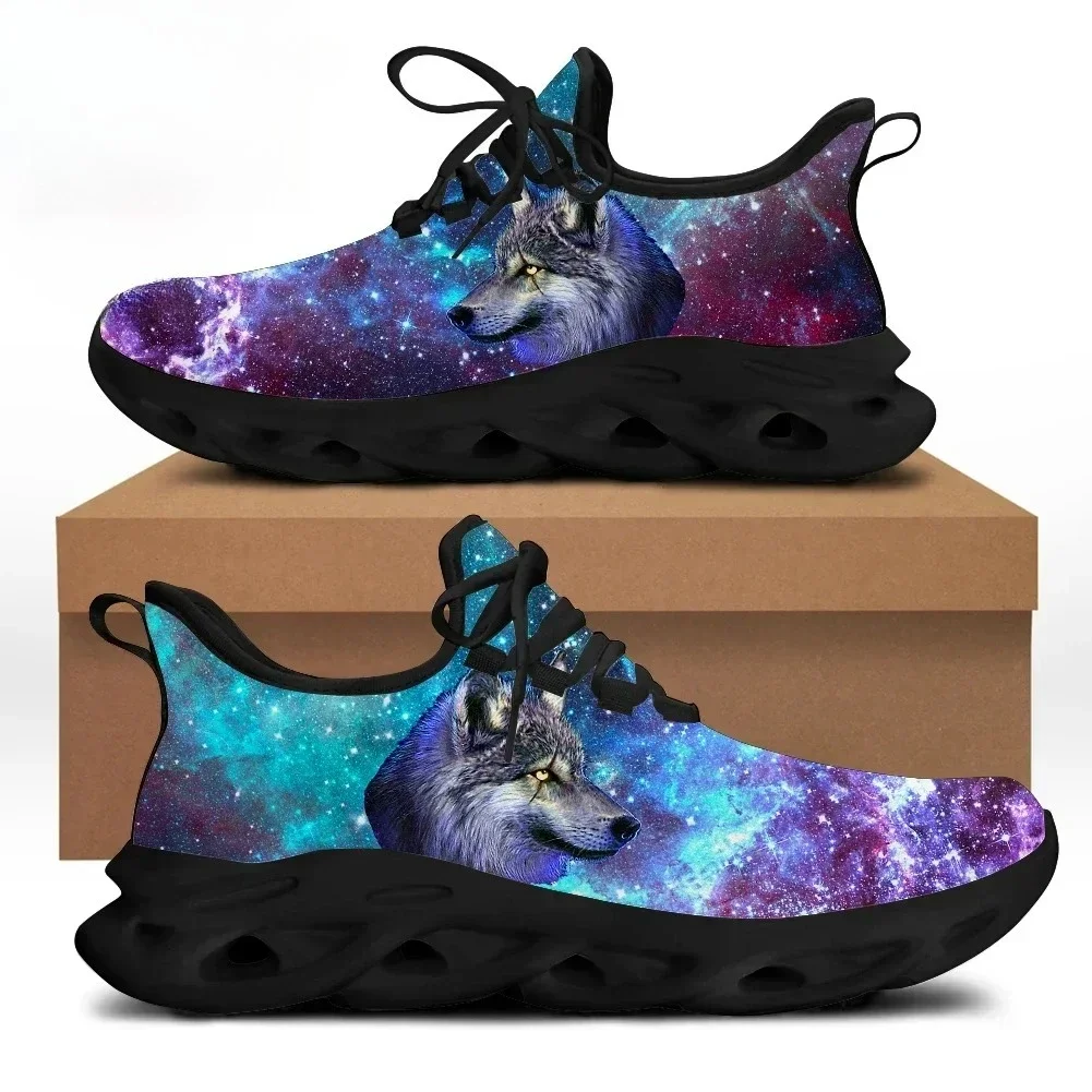 

Noisydesigns suola nera Galaxy 3D Wolf stampe модные мужские кроссовки, повседневные, с эффектом деграде, на шнуровке, летние, дышащие, износостойкие