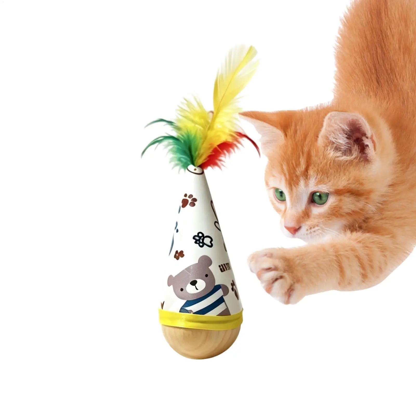 Wobble Cat Toy Self-Righting Kitten Boredom Relief Teaser Kitten Enrichment Toys for Pet Parents Trainers Animal Lovers