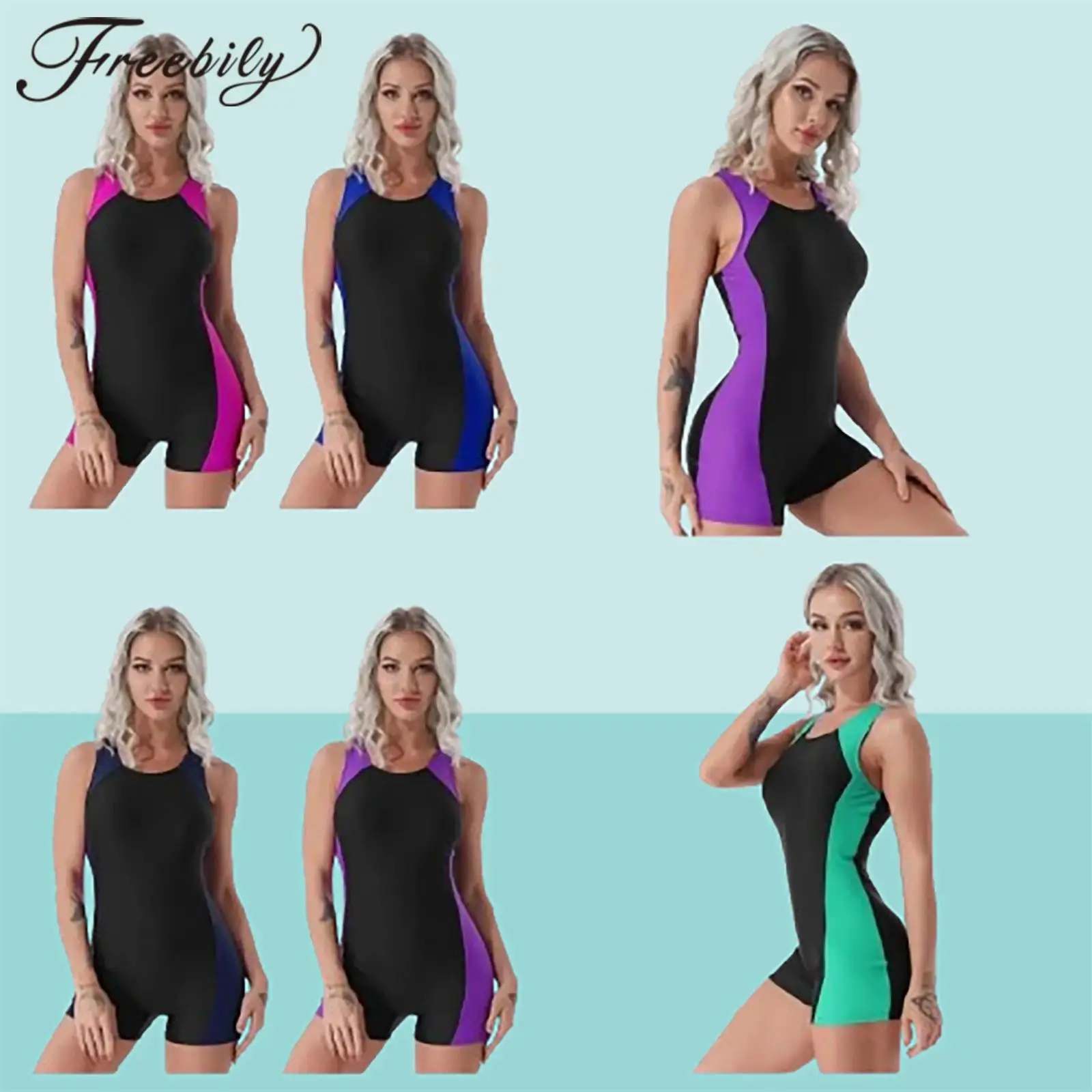 

Women's Rash Guards Swimsuit Jumpsuit One-piece Swimwear Summer Short Bodysuit Rashguards for Woman Swimming Bathing Suit