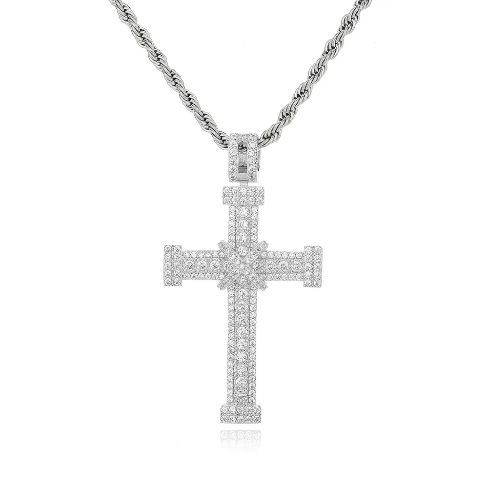 Cross Pendant Necklace For Men Women Micro Inlaid Zircon Fashion Trend Personality Jewelry European And American Style Accessori