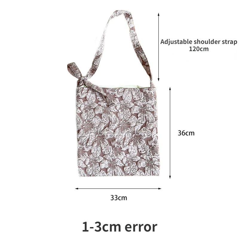 Retro Jacquard Crossbody Bag for Women Vintage Flower Female Cloth Tote Shoulder Bags Girls Reusable Underarm Bag Travel Handbag