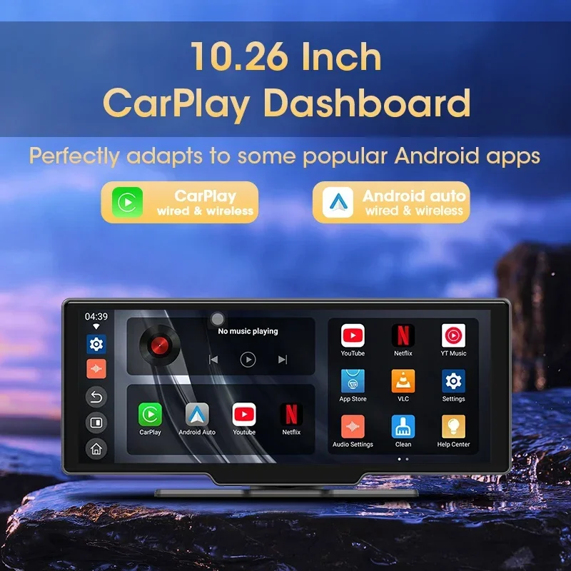 Develuck 10.26 "شاشة Carplay راديو السيارة الوسائط المتعددة فيديو أندرويد السيارات نظام تحديد المواقع والملاحة شاشة سبليت ليوتيوب Netflix Tiktok