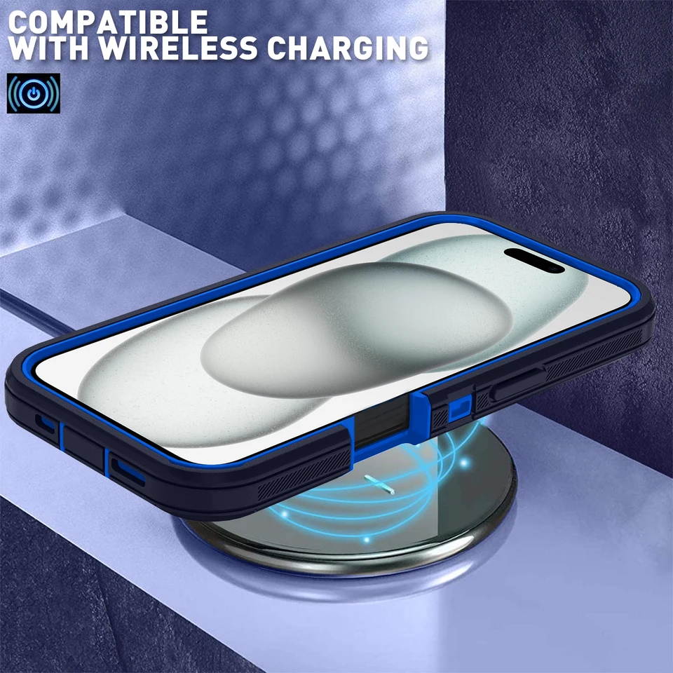 Funda protectora blindada a prueba de golpes para iPhone 17 16 Pro Max 13 12 Mini 15 14 Plus 16E 17 Air PC duro + TPU con soporte 5