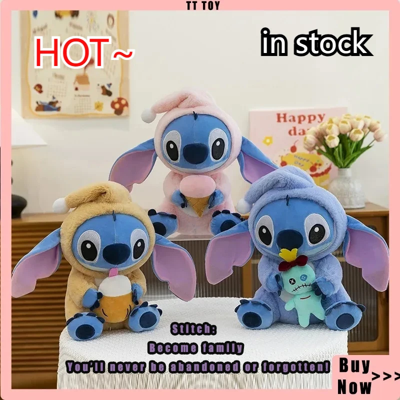 

Disney 28cm Cute Transformation Stitch Doll Plush Toy Creative Decor Ornament Ice Cream Stitch Toy Figurine Girl Surprise Gifts