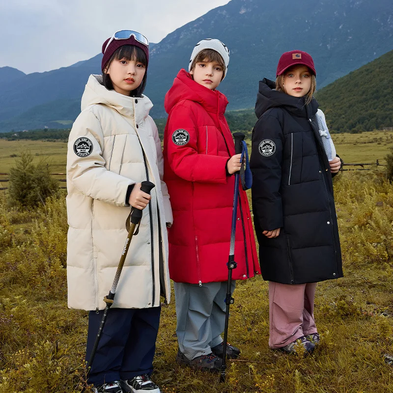 

2025 Winter Down Coat For Girl Hooded Zipper Waterproof Thicken Warm Junior Girl Down Jacket Children's Kids Parka Outwear Coat