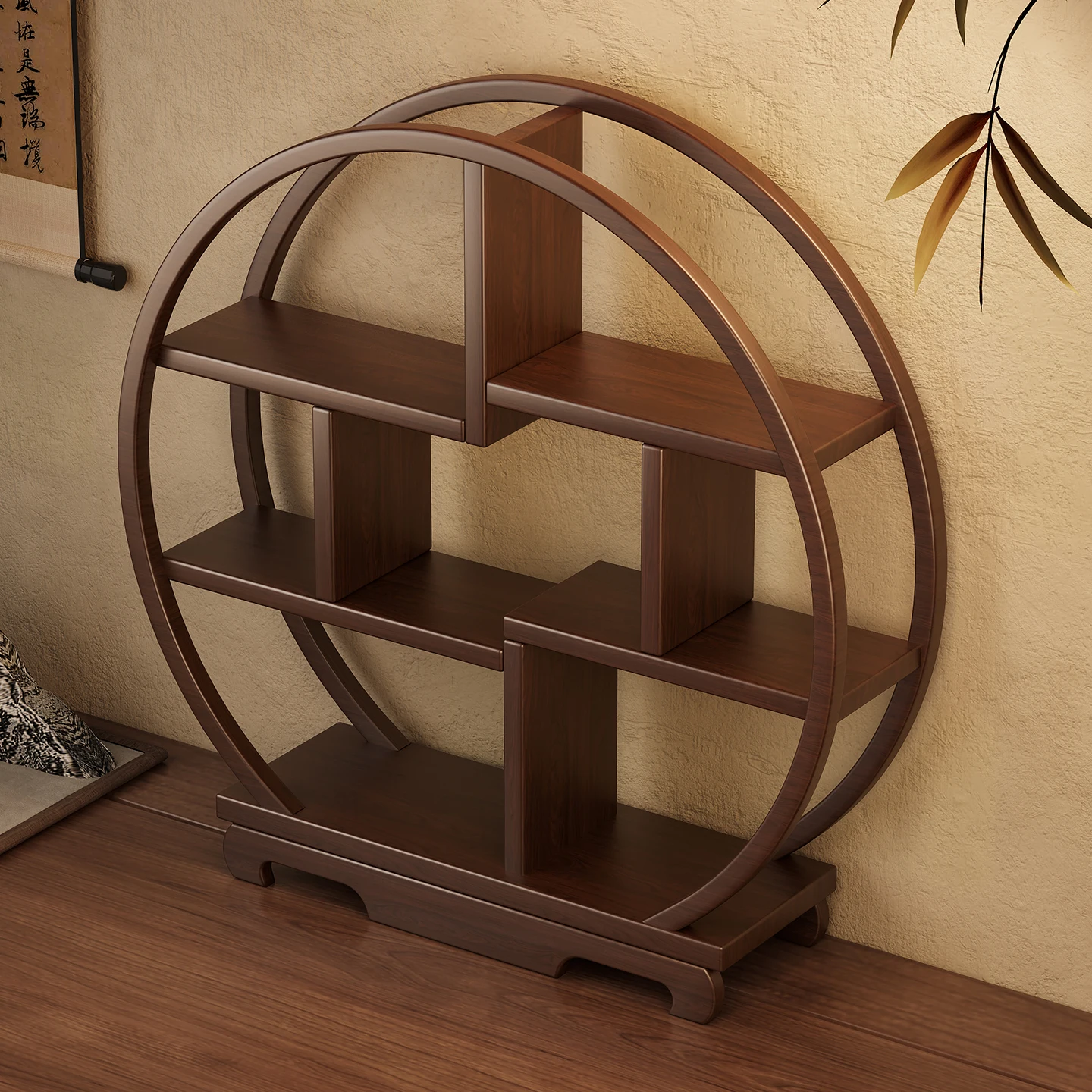 

Desktop Bogu frame Solid wood new Chinese small tea set shelf Purple sand teapot display stand Tea room ornament Duobao Pavilion