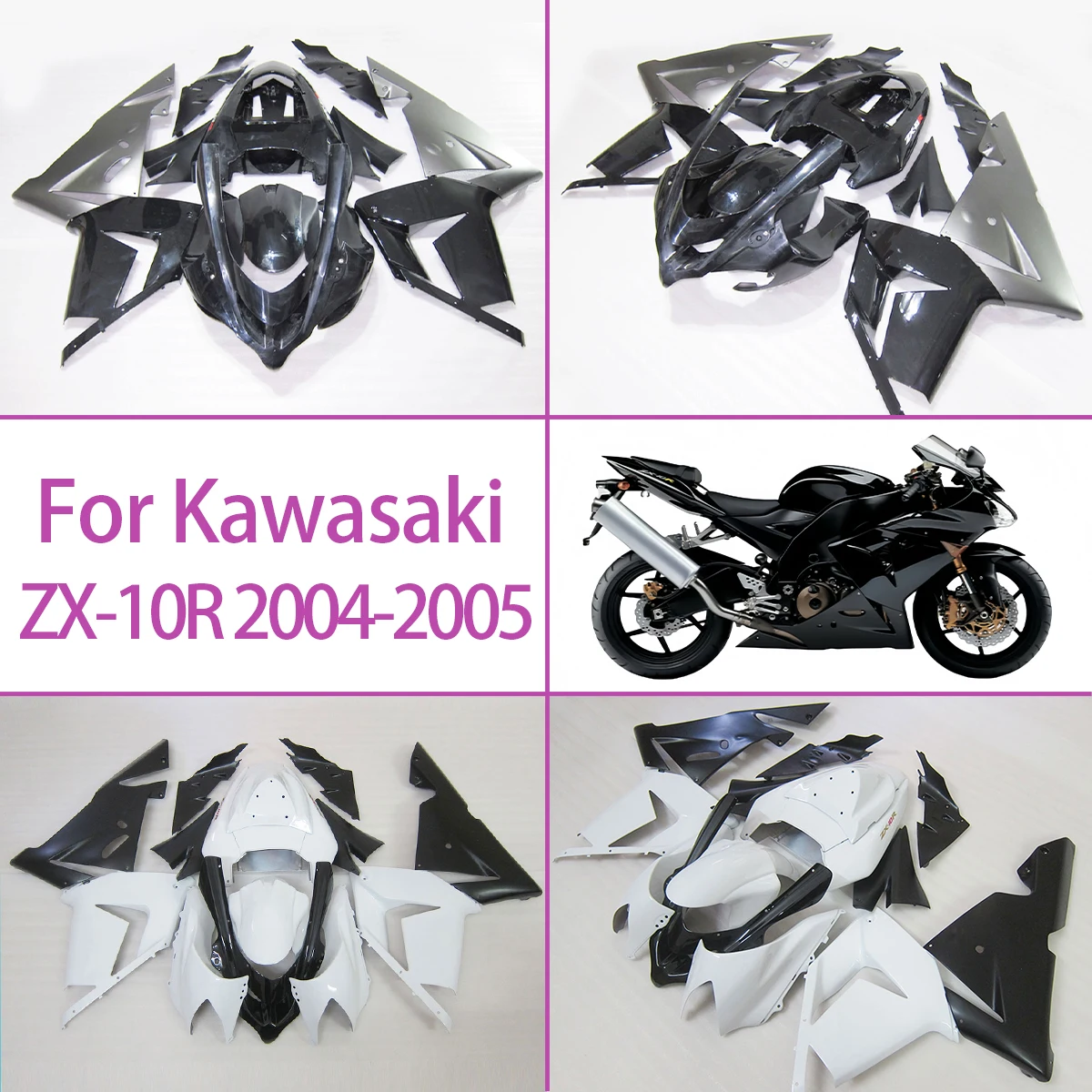 

Fit For 2004 2005 Kawasaki ZX-10R High Quality Injection Molded Motorcycle Fairing Panel Kit 04 05 ZX-10R Fairing Set