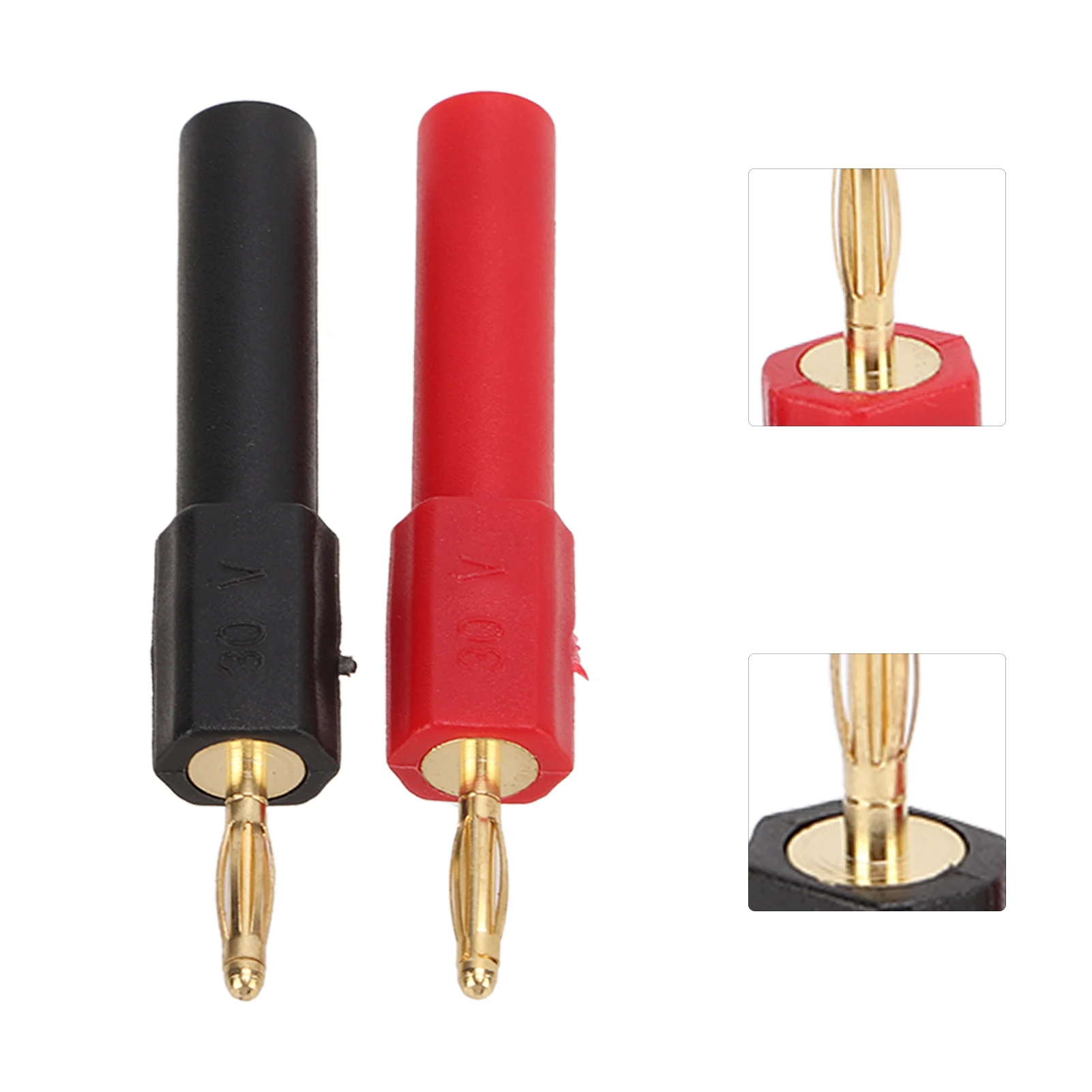 5set Banana Plug Adapter PA Brass Material 2mm/0.08in Male to 4mm/0.16in Female Red Black Banana Connector