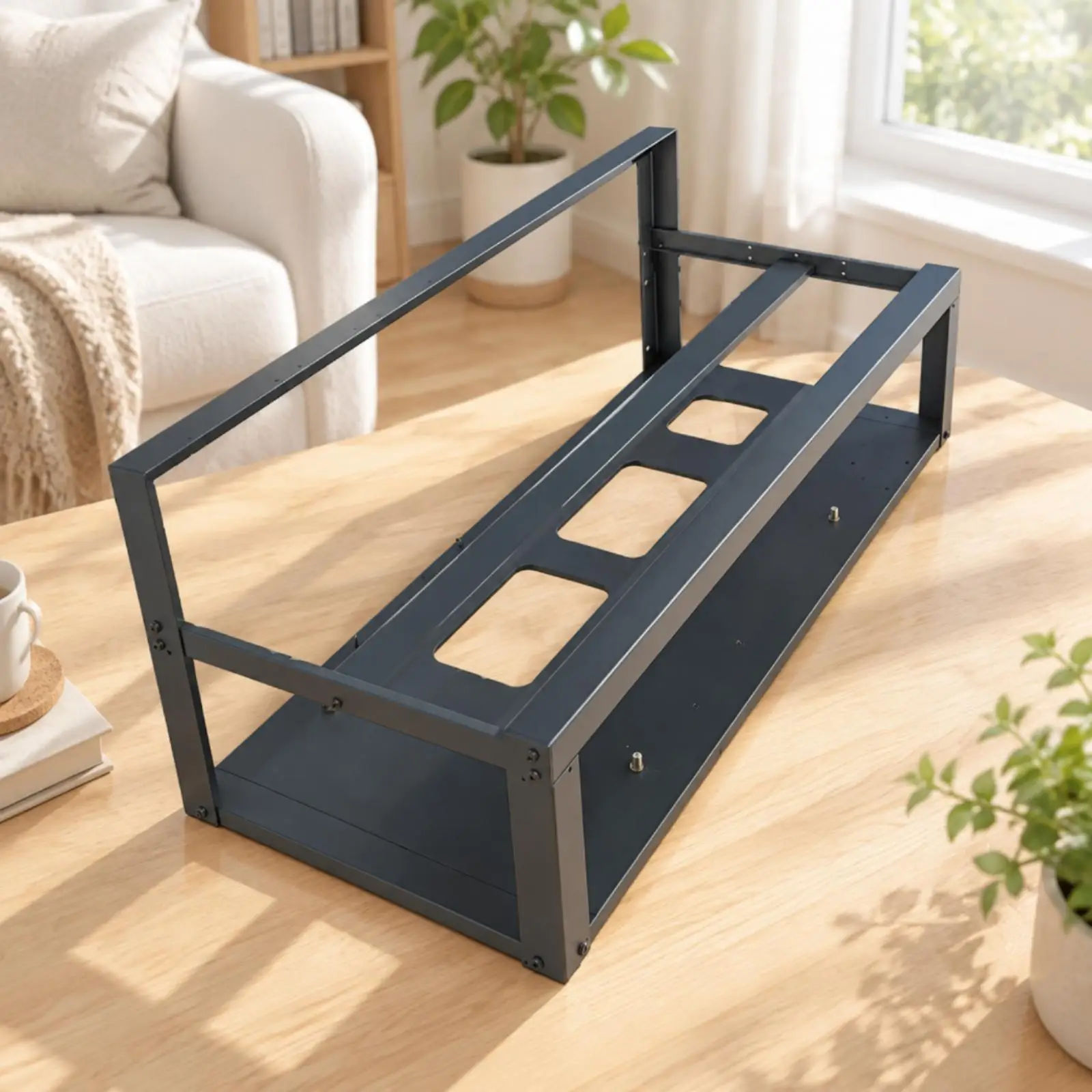 Sturdy GPU Rack Frame Cold Rolled Steel Open Mining Rig Chassis with 120mm Fan Support for Crypto Mining